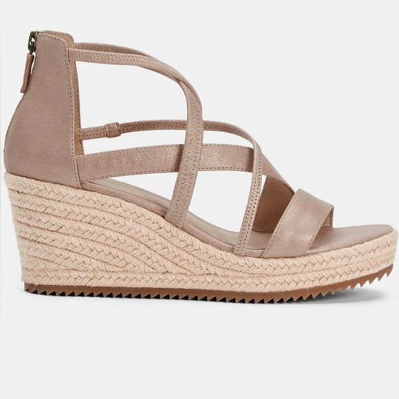 Eileen Fisher Wanda Tumbled Nubuck Espadrille Wedges Crisscross Straps - Picture 2 of 8